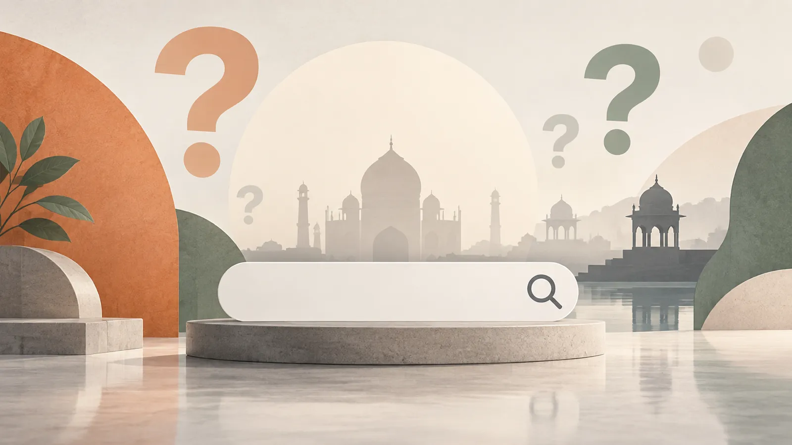 Abstract neutral composition representing one recorded India search keyword without depicting a product or market result.