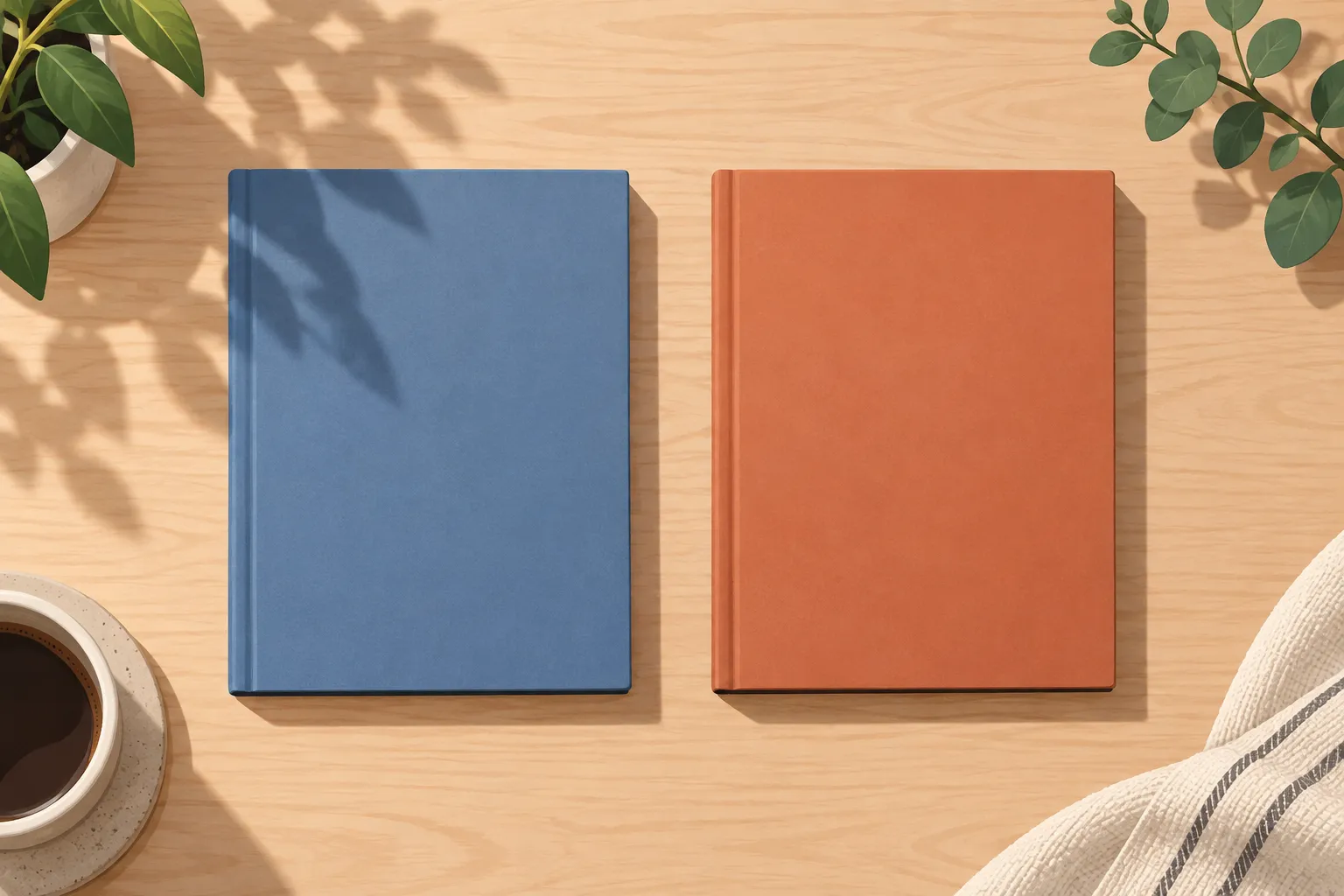 Two unbranded book-style folding rectangles arranged side by side in a neutral comparison layout.