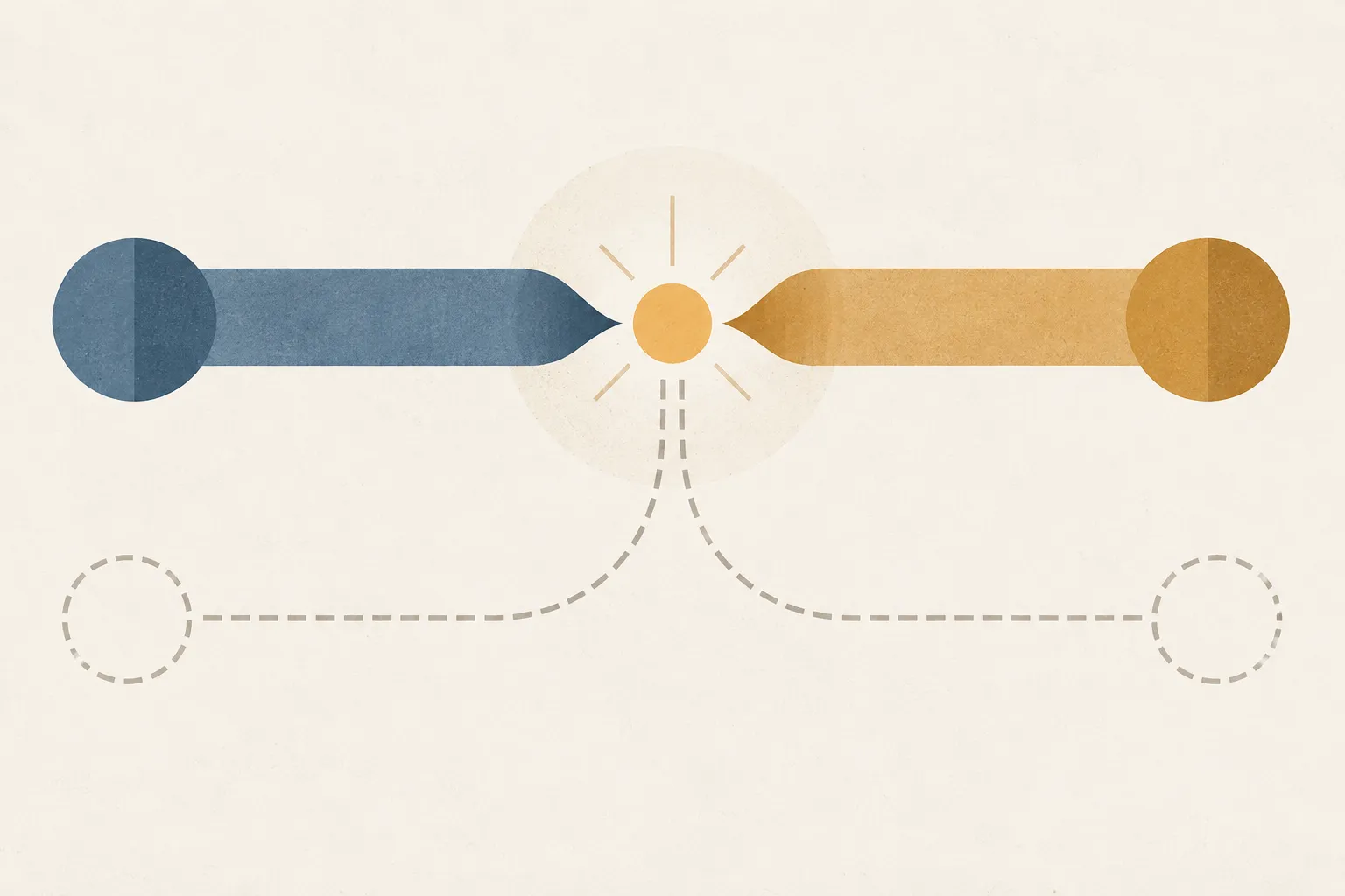 Abstract guide showing a scheduled meeting between two sides while the result path remains open.