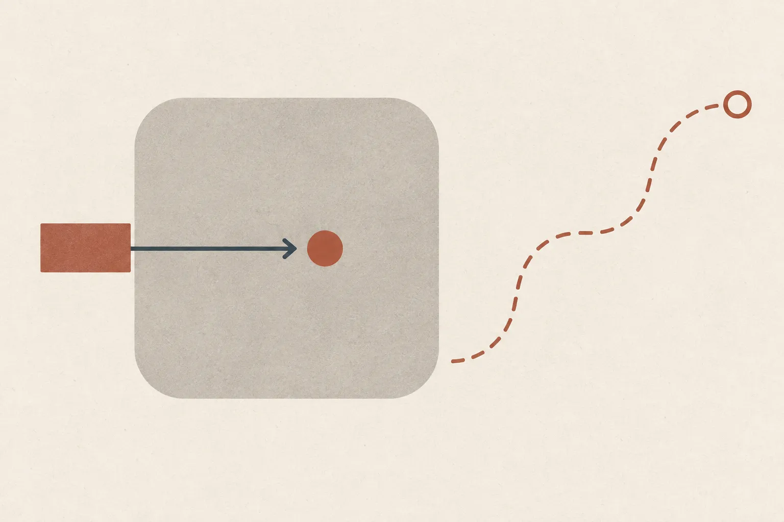 Abstract guide showing a record entering review while an outcome path remains open.