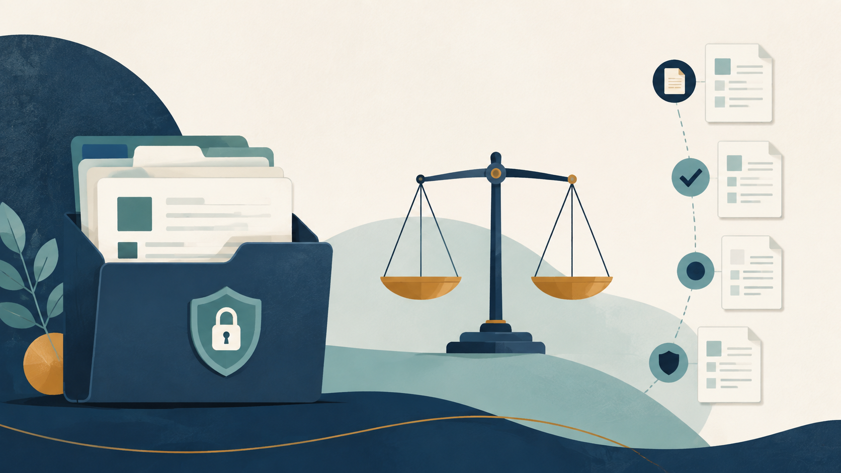 Editorial illustration of consumer financial records, bills, and a secure calculator.
