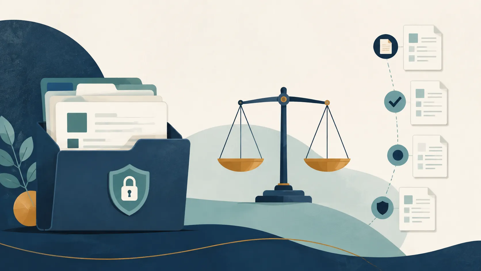 Editorial illustration of consumer financial records, bills, and a secure calculator.