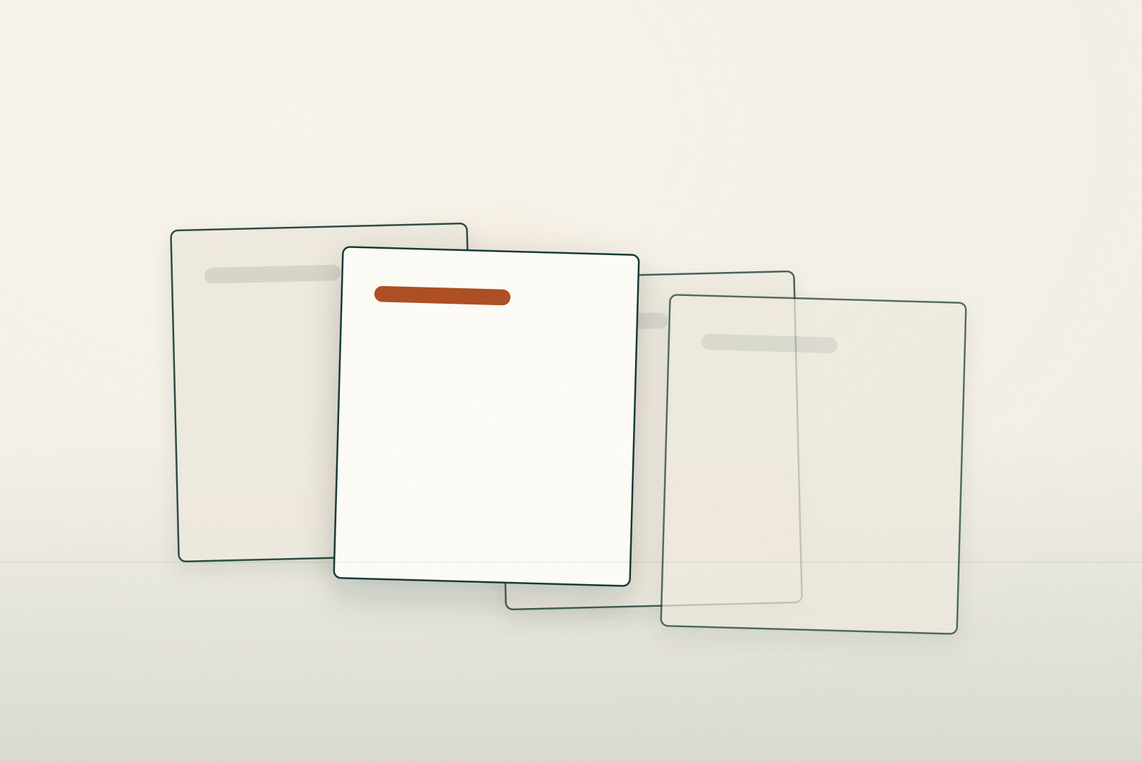 겹쳐 놓인 빈 문서 면 여러 장 가운데 한 장이 앞으로 나와 있고, 그 문서에만 작은 표식이 붙어 있는 편집 일러스트입니다. 글자는 없습니다.
